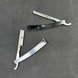 Vintage E Weck Ny USA Straight Razor Lot Of 2 Black Handle